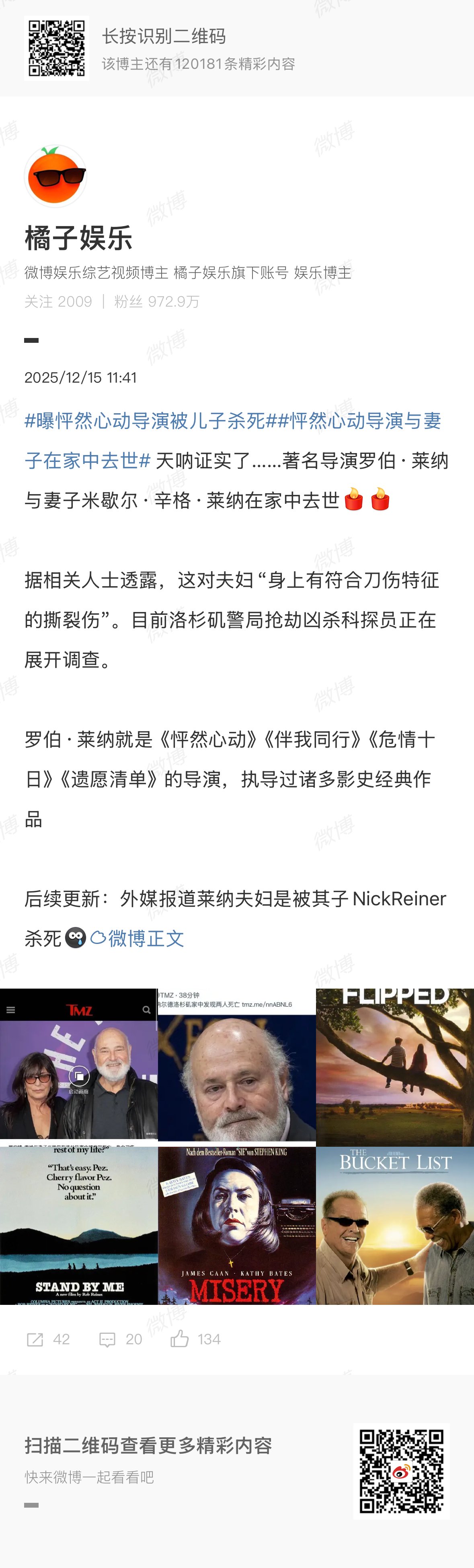 《怦然心动》导演之子尼克·莱纳被控谋杀父母，面临终身监禁