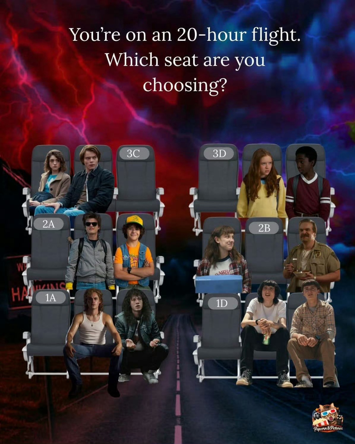 与《怪奇物语》主角同航班，你会选哪个座位