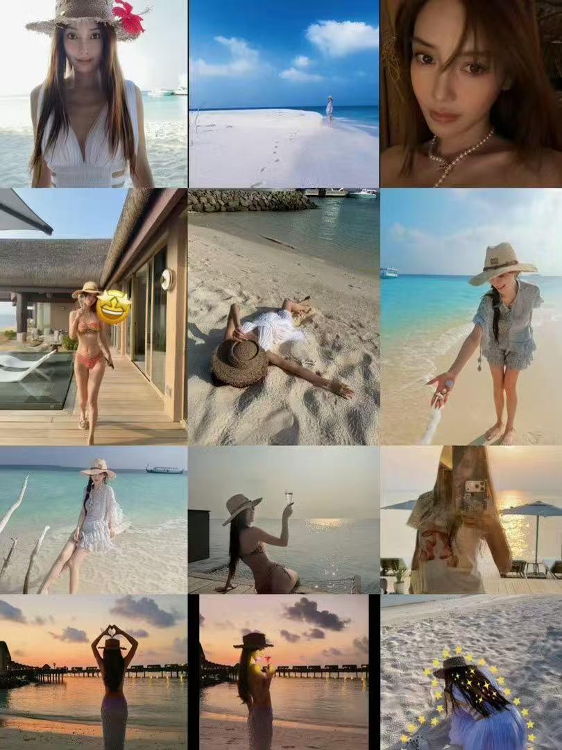 Angelababy海边穿泳装比基尼秀身材