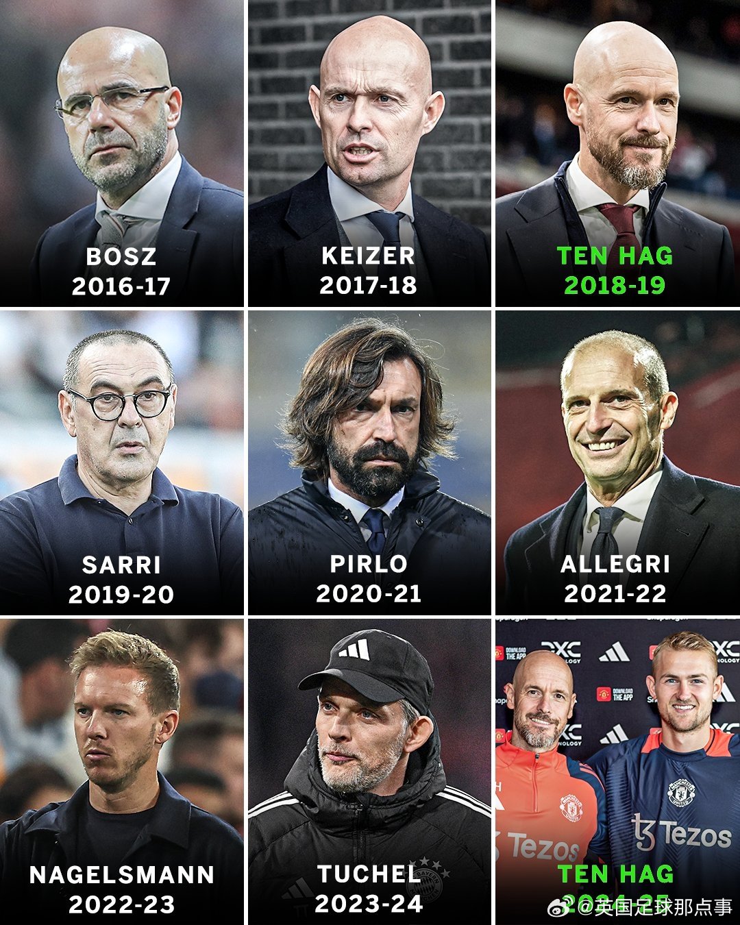 德里赫特7年换10任教练，阿莫林成第十位