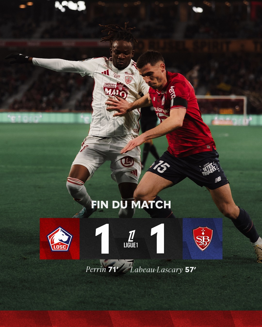 法甲里尔1比1平布雷斯特，吉鲁第74分钟替补登场