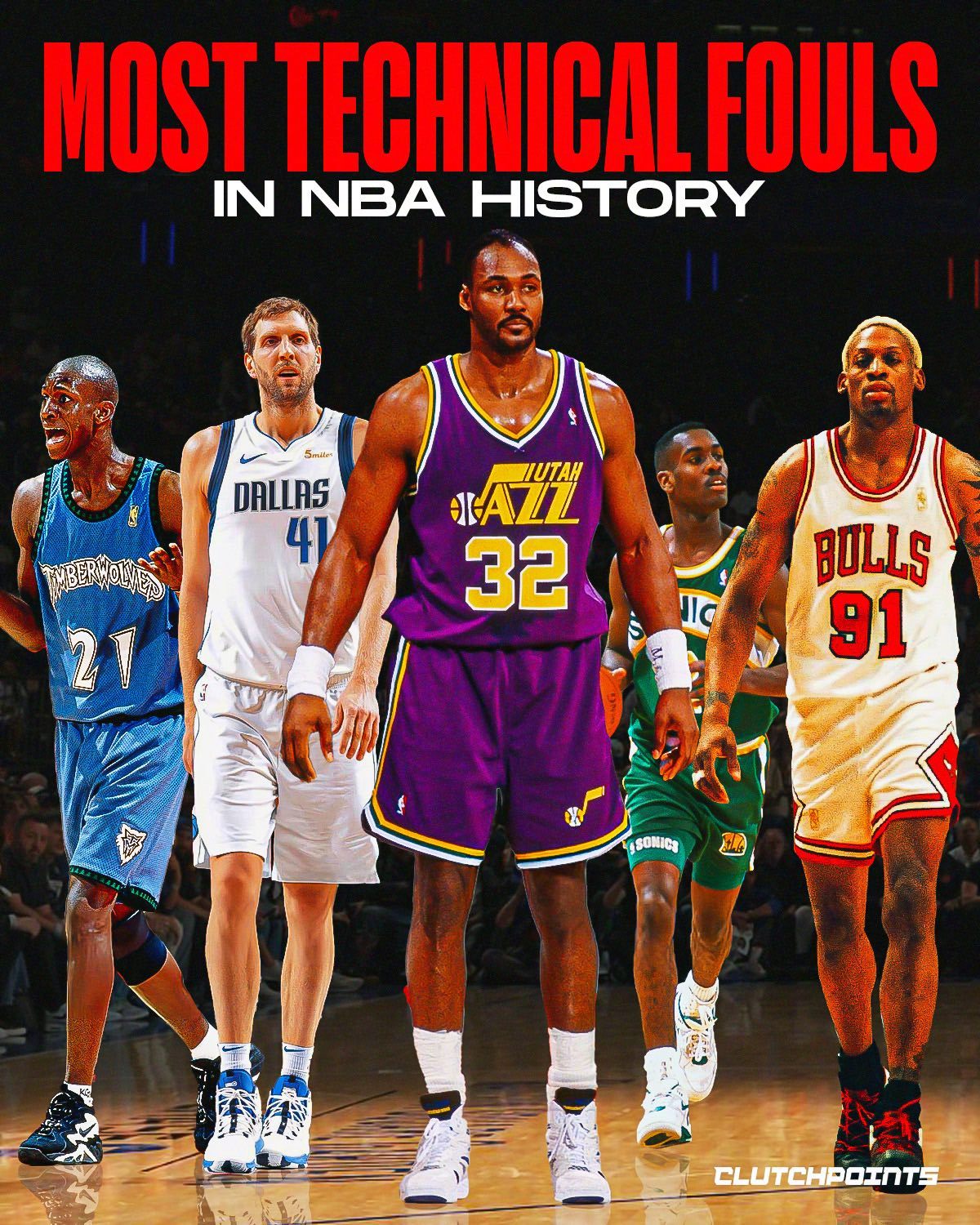 NBA历史技犯榜马龙332次居首，华莱士第三