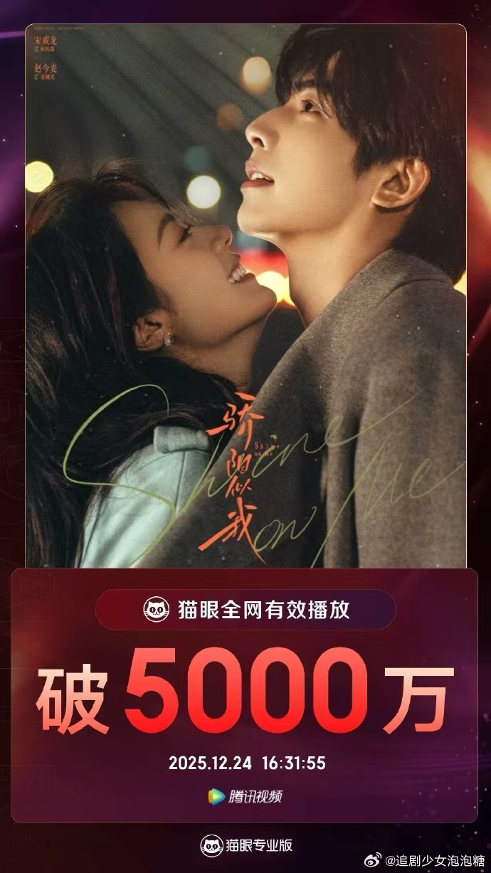 宋威龙赵今麦新剧骄阳似我播放量破5000万