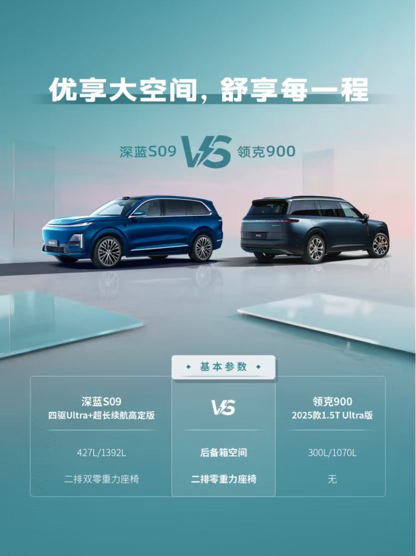 深蓝S09空间舒适安全三领先，家庭出行首选