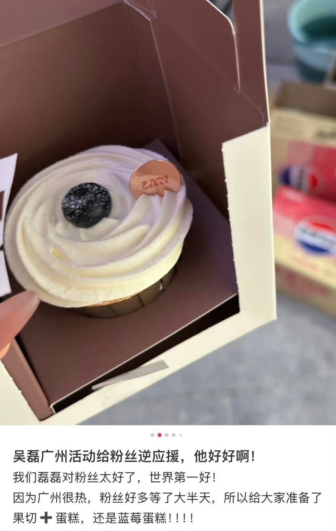 吴磊广州活动为粉丝准备逆应援蛋糕果切饮料