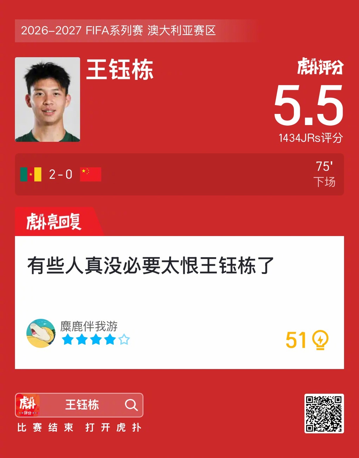 国足0比2不敌喀麦隆，王钰栋表现引关注