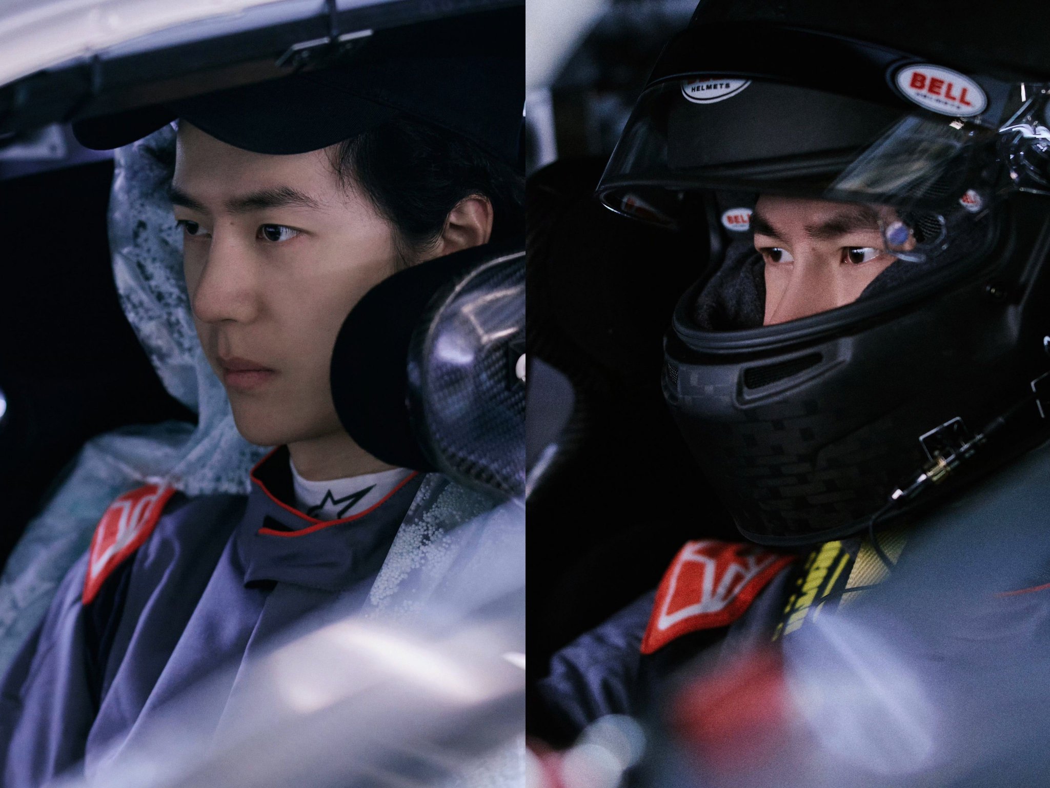 王一博赛车新涂装亮相，头盔造型吸睛