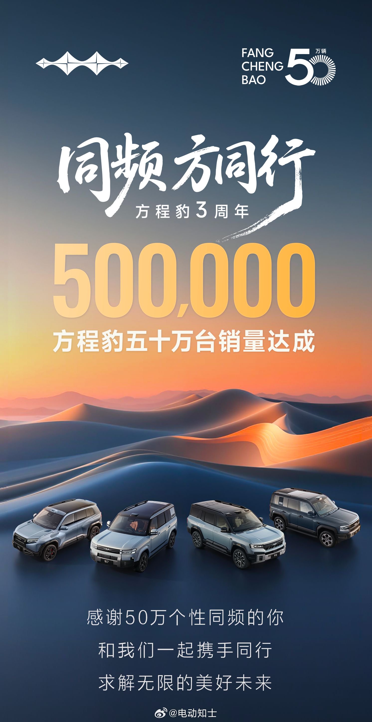 方程豹三周年达成50万台销量，新能源方盒子品类火爆