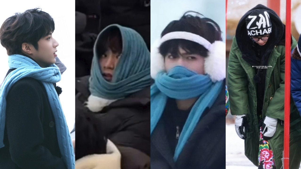 刘耀文东北穿搭进化论，军大衣配花棉裤