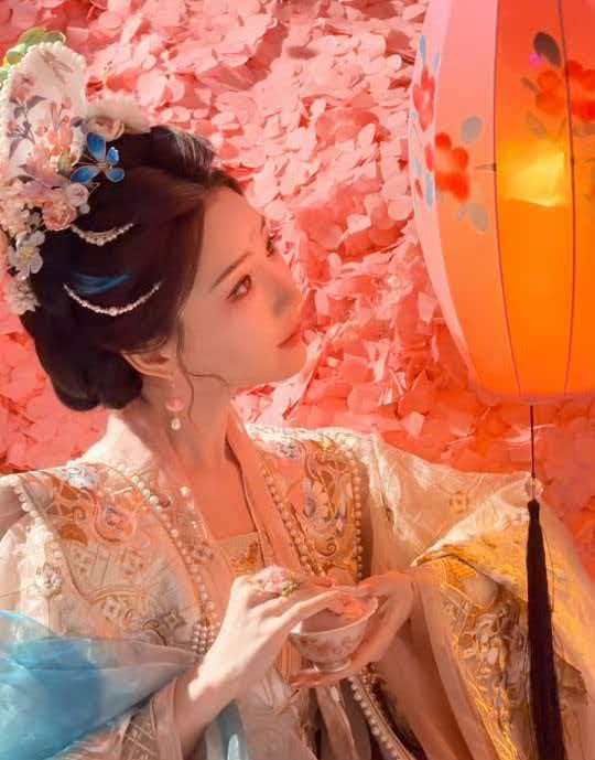 毛晓彤春日花海造型清新灵动，赏花穿搭引热议