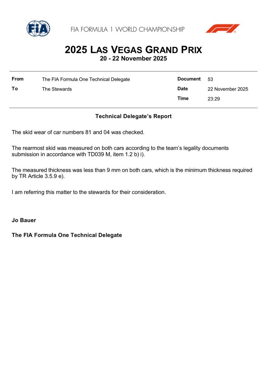 迈凯伦双车底板磨损遭仲裁 或面临成绩取消