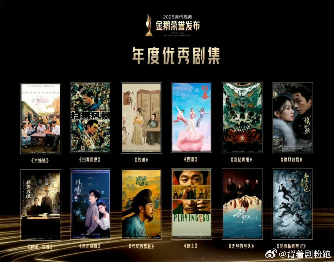 年度优秀剧集公布，包括六姊妹扫毒风暴等12部作品