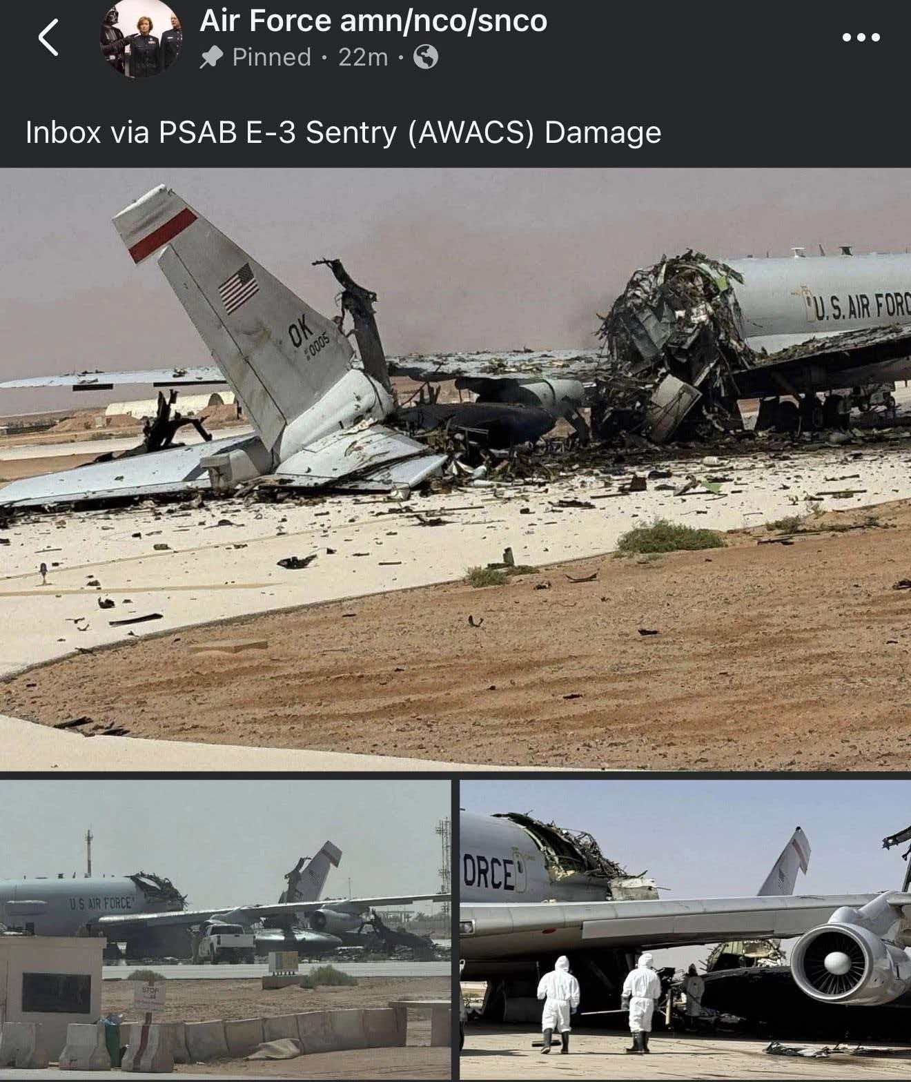 伊朗袭击美军沙特基地致E3预警机损毁，价值8亿美元