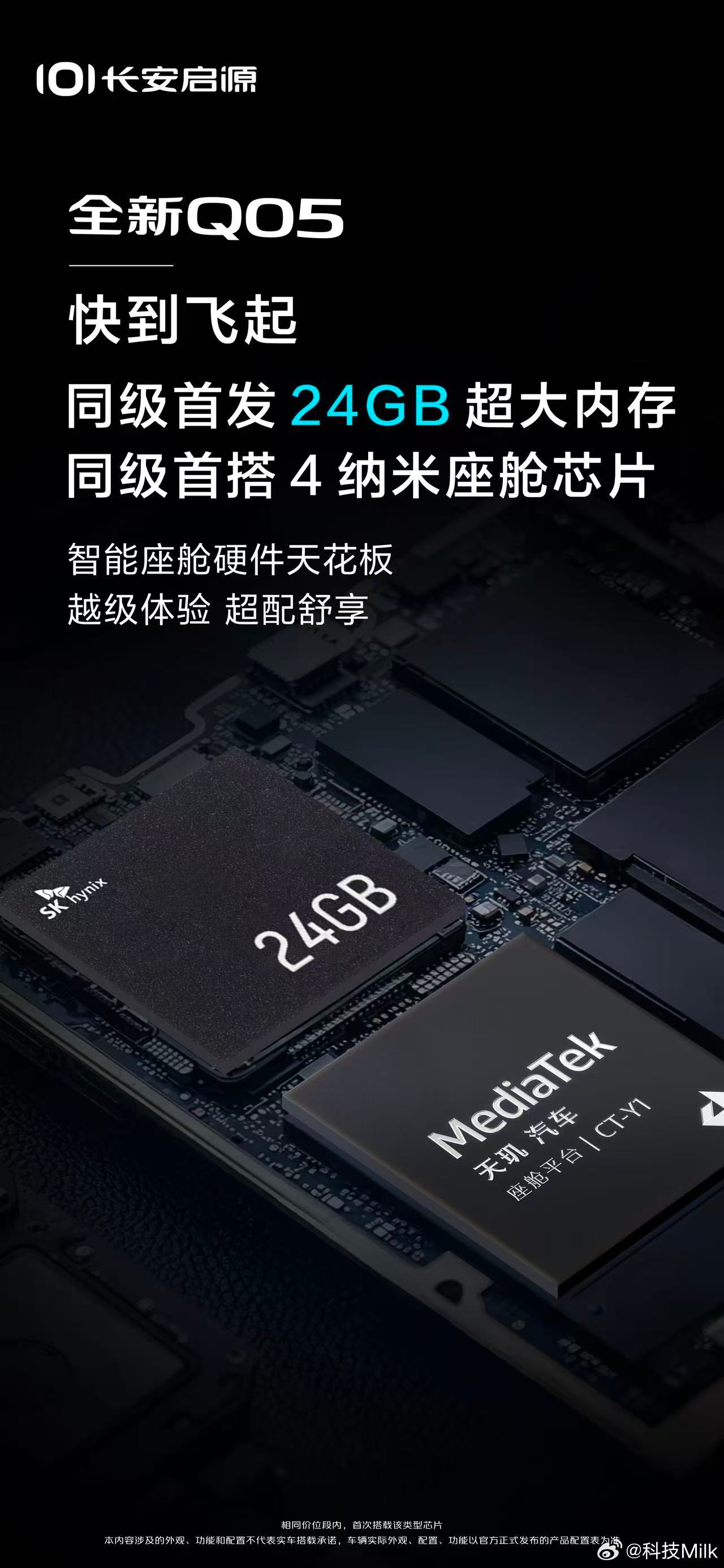 长安启源Q05首发24GB内存搭载4nm芯片