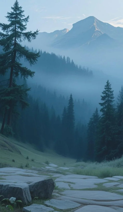 清晨漫步小径寻自然安宁