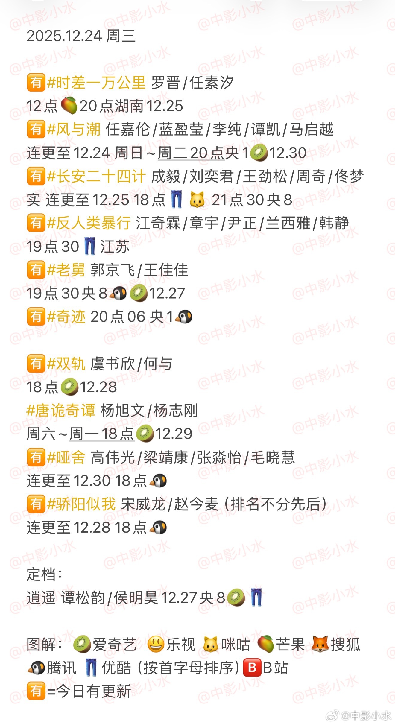 12月24日多部新剧开播，罗晋任素汐任嘉伦领衔