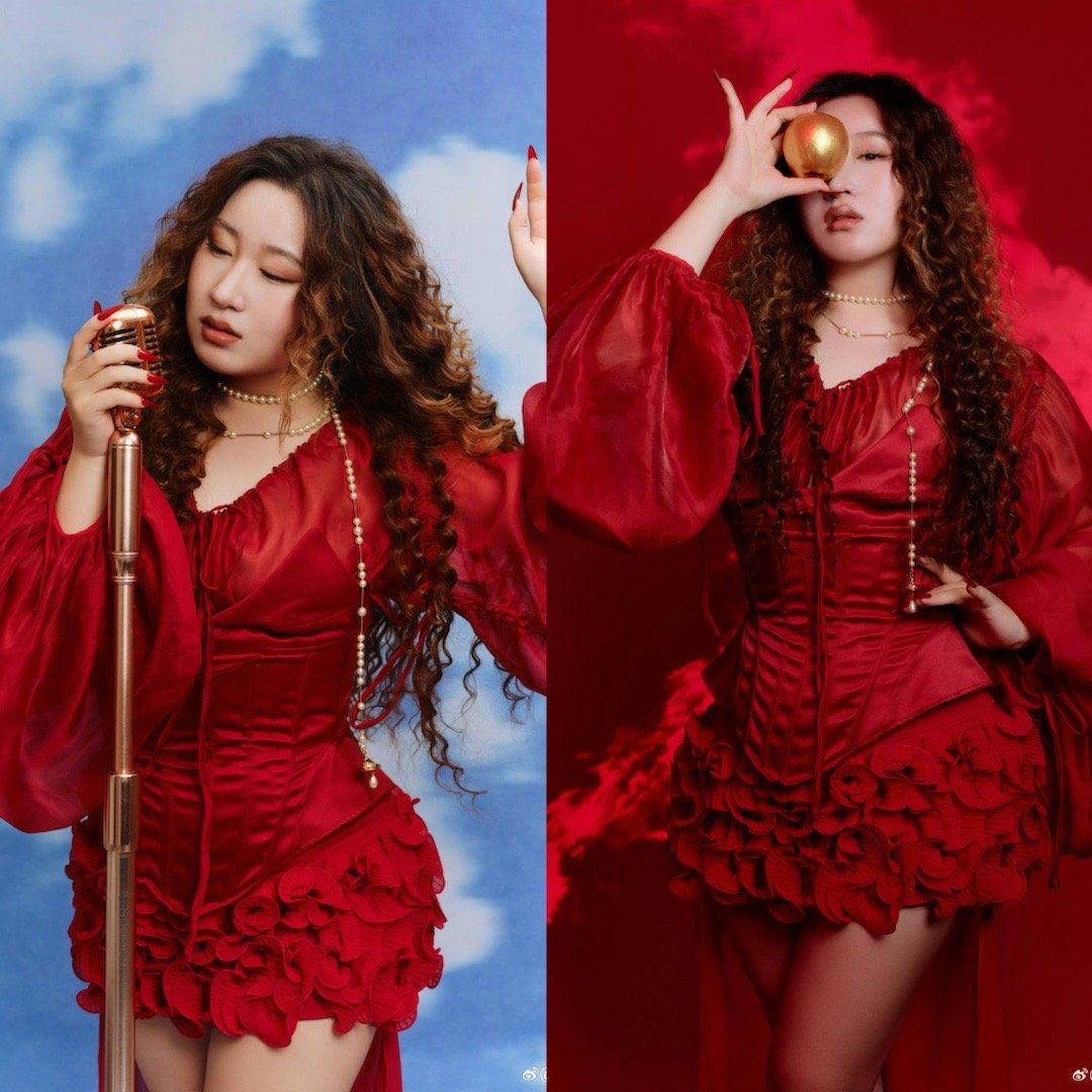 锤娜丽莎回归女团舞台红色造型惊艳