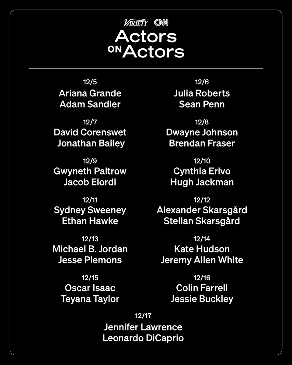 Variety公布13组颁奖季演员采访阵容，12月5日启动