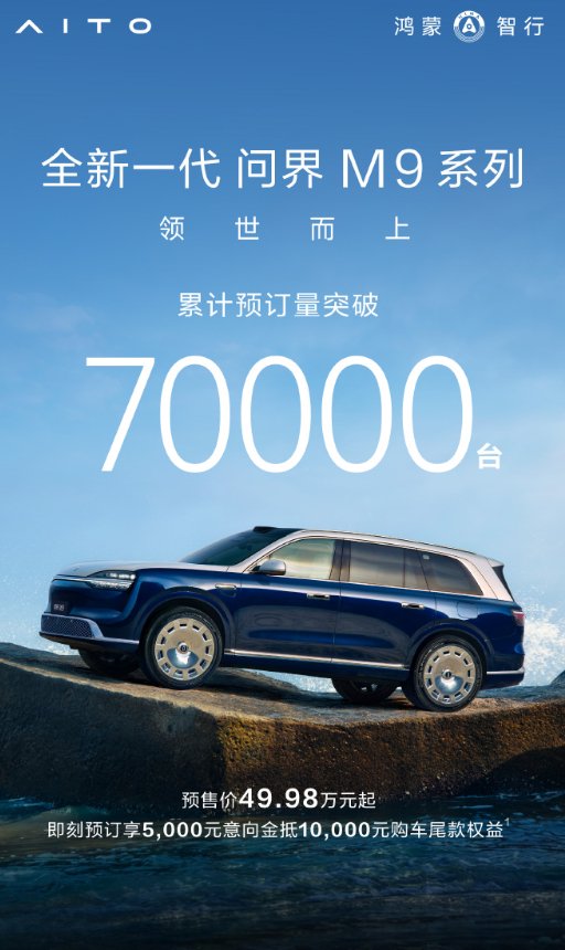 问界M9系列累计预订量超7万台