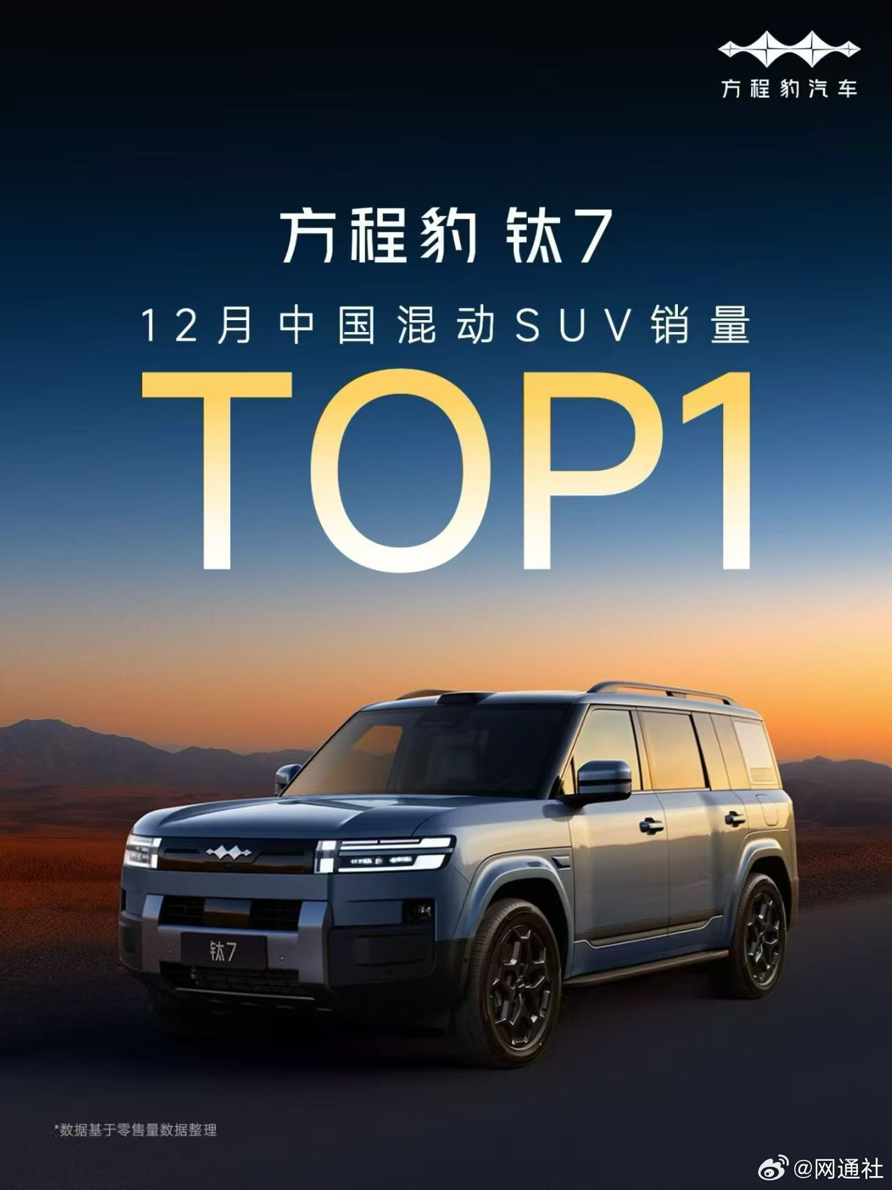 12月中国混动SUV销量冠军钛7交付超3万