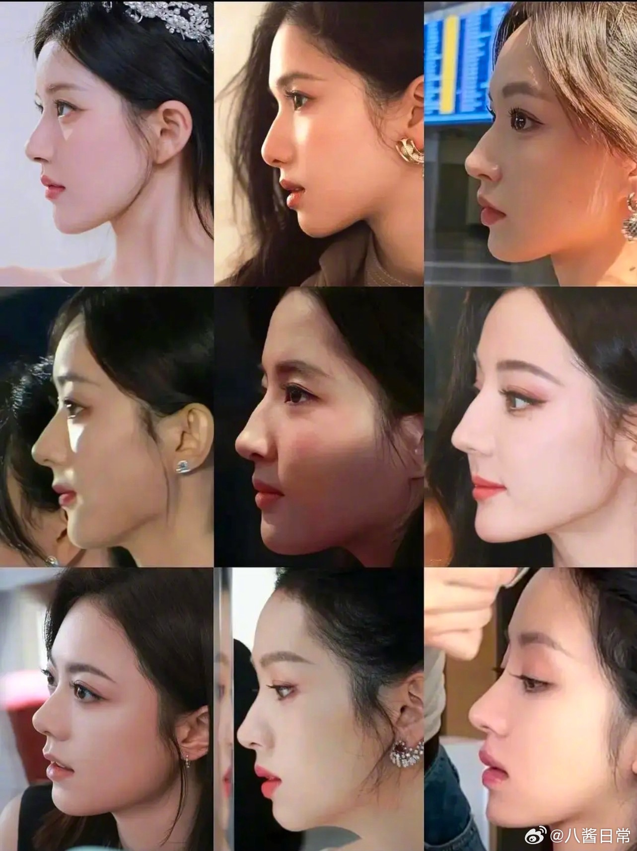 赵露思张婧仪等九位女星侧颜对比引热议