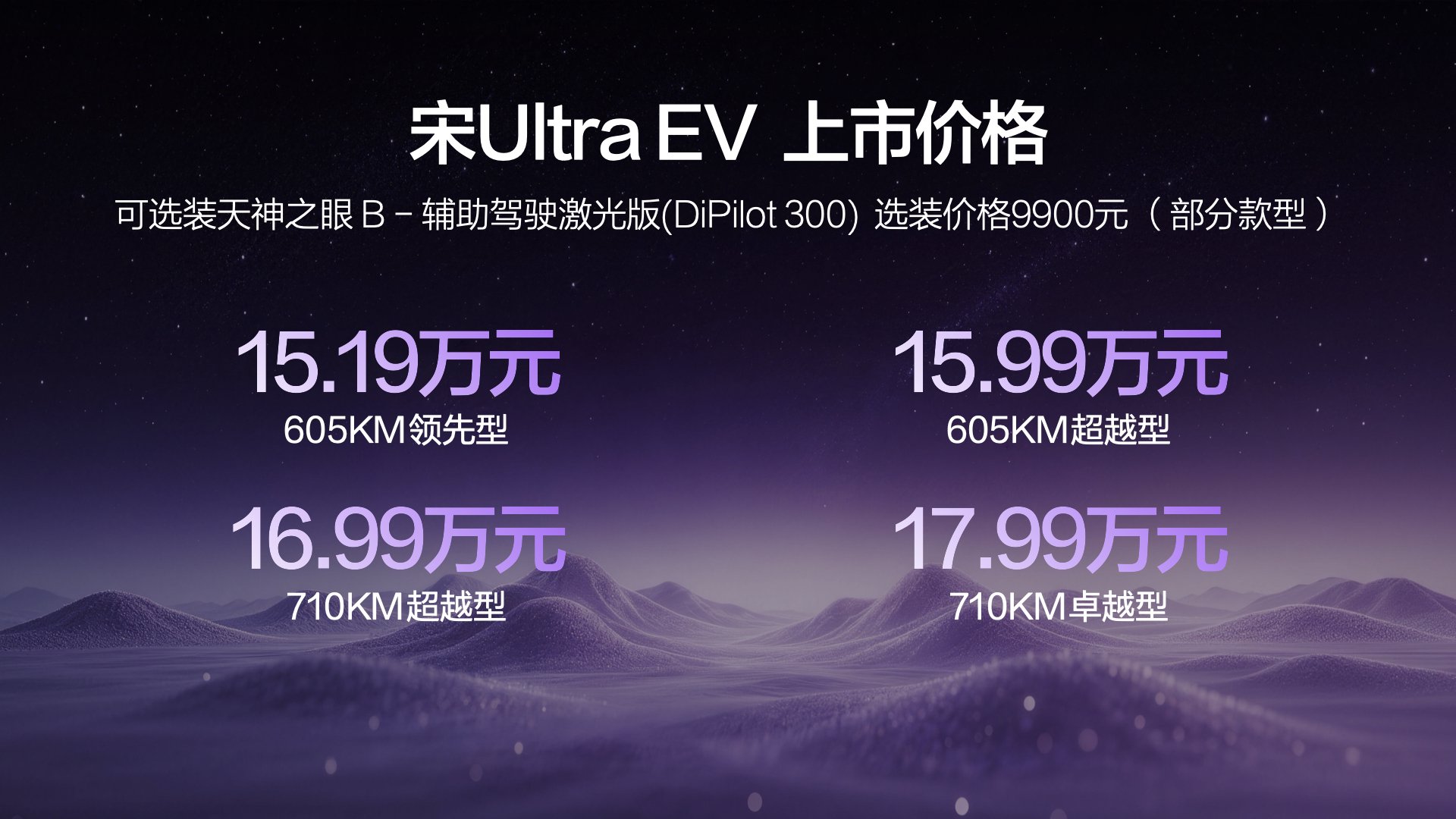 比亚迪宋Ultra EV上市，15.19万起送1年闪充