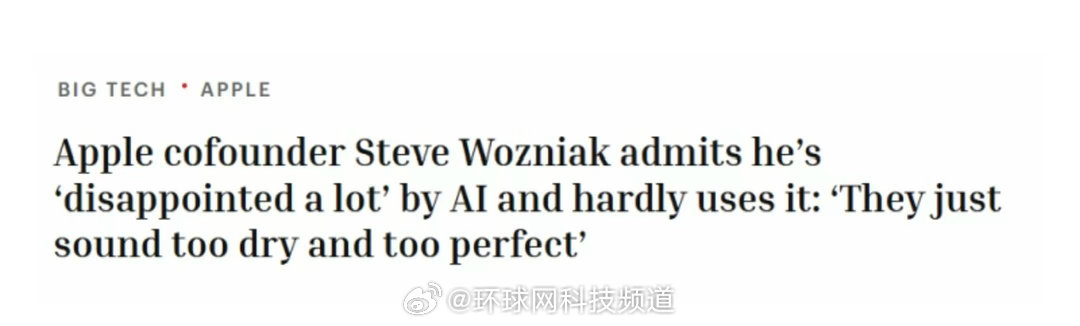 苹果联合创始人沃兹尼亚克称AI太枯燥，几乎不用