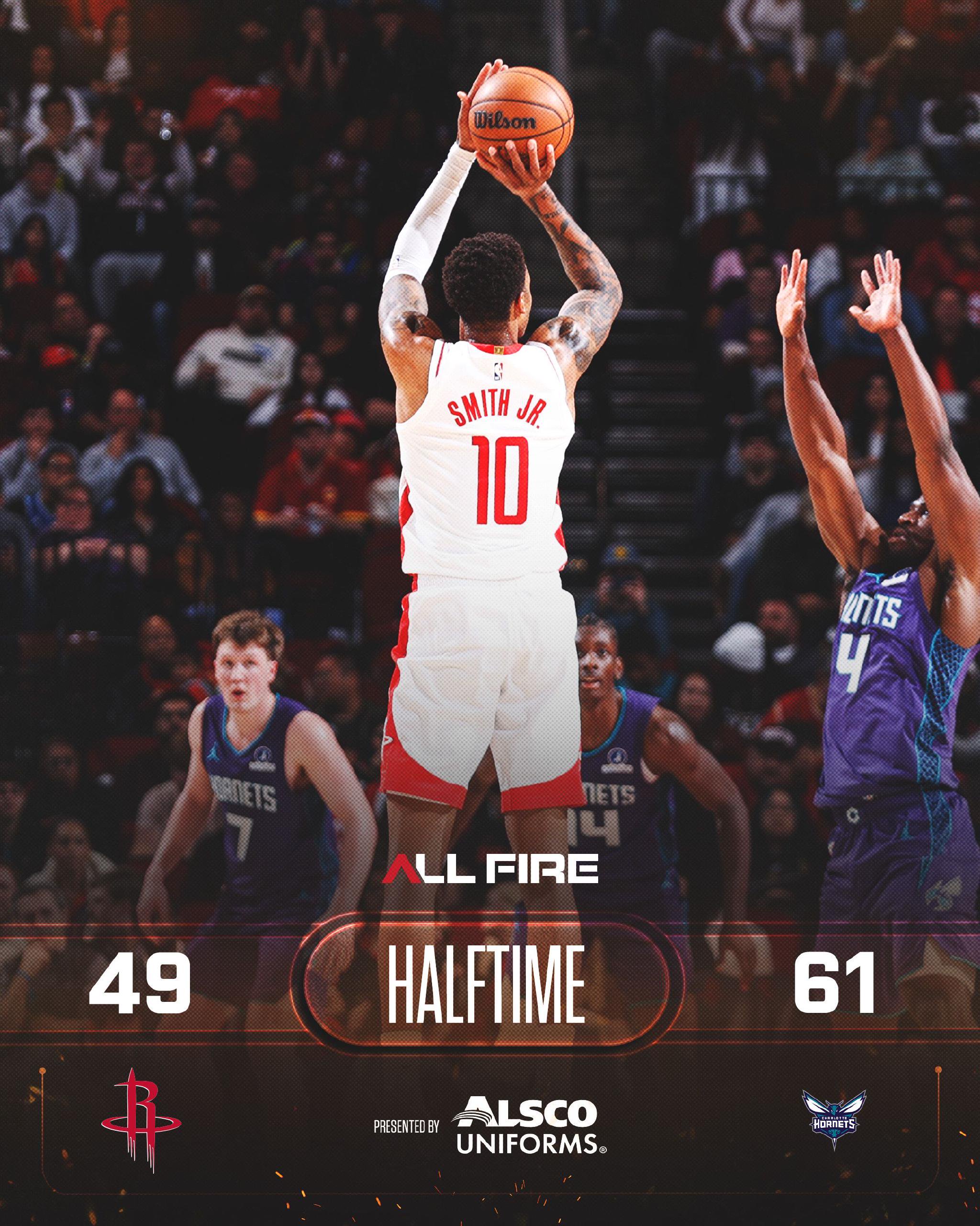 半场火箭49-61落后黄蜂，杜兰特16分领跑