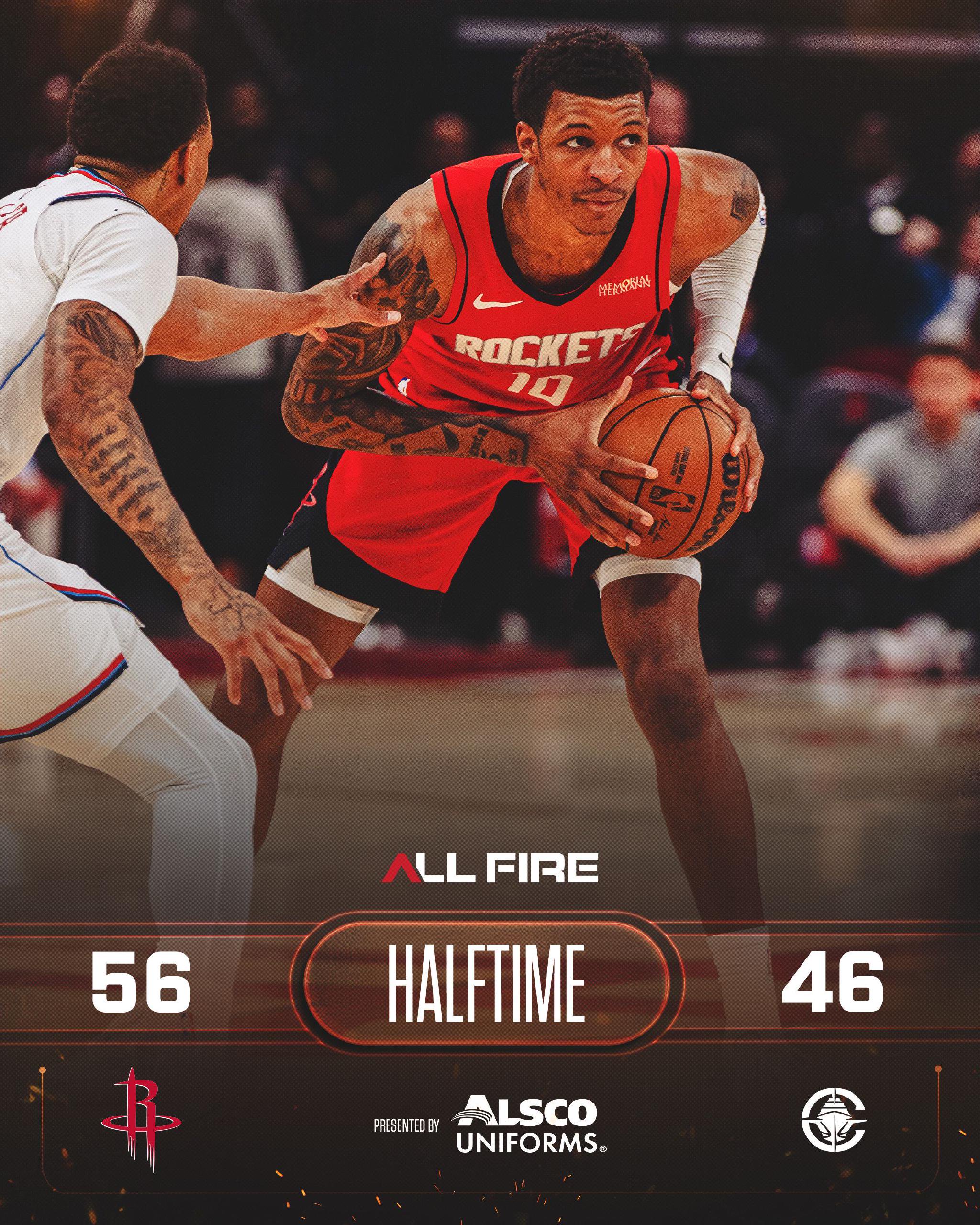 火箭半场56-46领先快船，谢泼德14分领跑