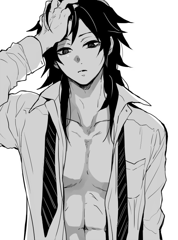 画师sinba_绘制富冈义勇西装制服图