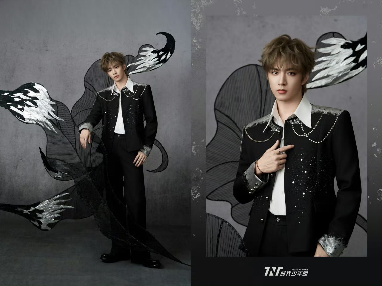 刘耀文亮相央视鸿蒙星光盛典，碎钻西装珍珠链条造型吸睛