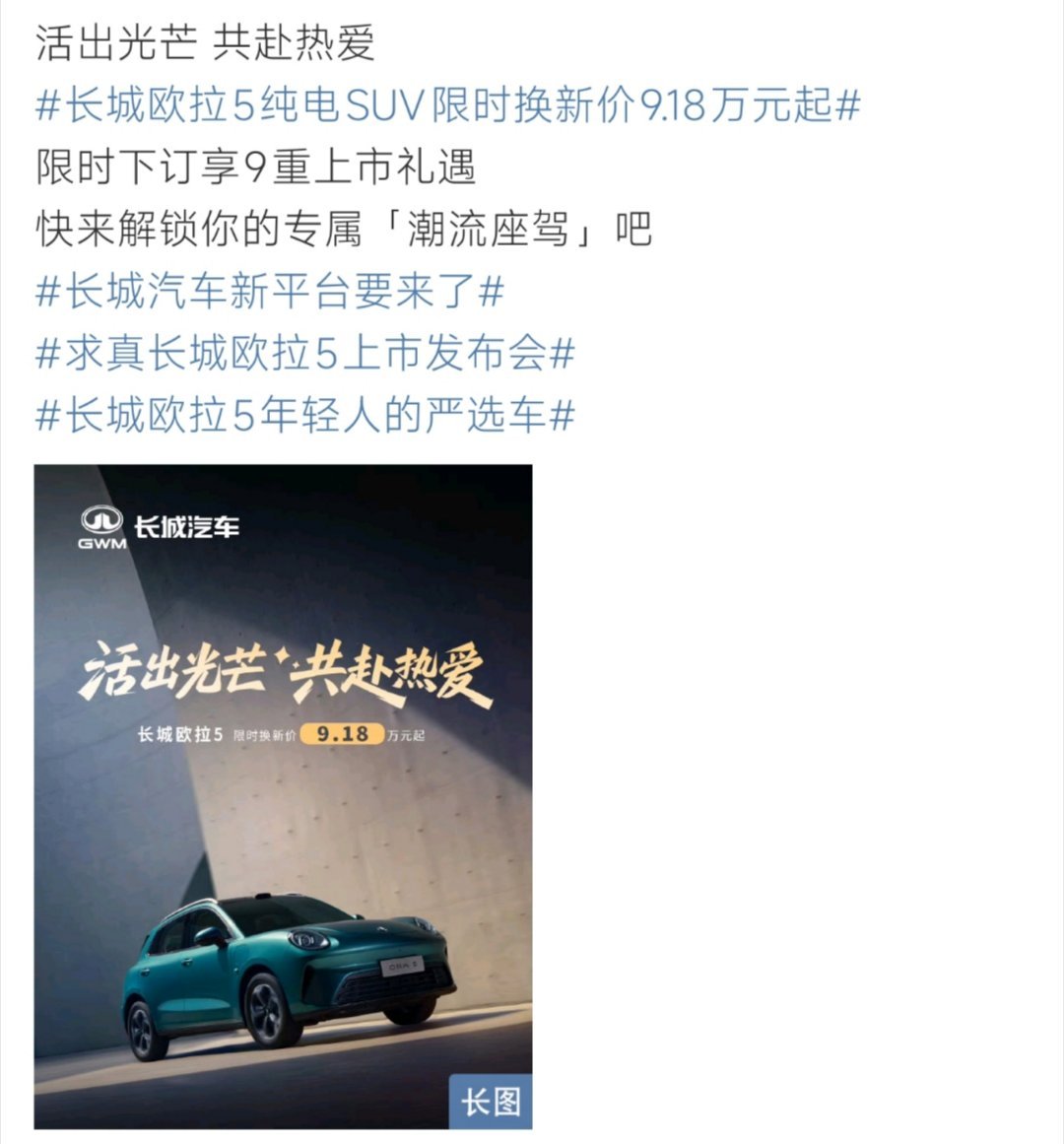 长城欧拉5上市发布会举行