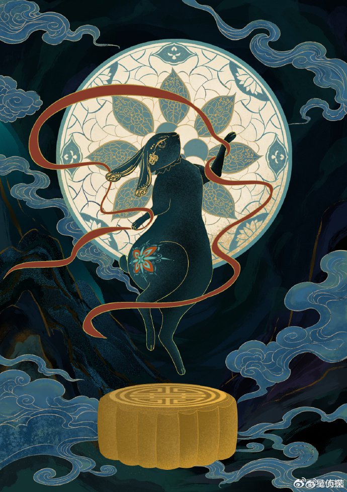 万茜手搓中秋飞天兔仔，敦煌美学藏画中