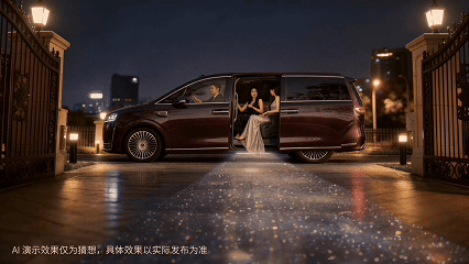 智界V9搭载互动迎宾光毯，科技感拉满迎宾流程