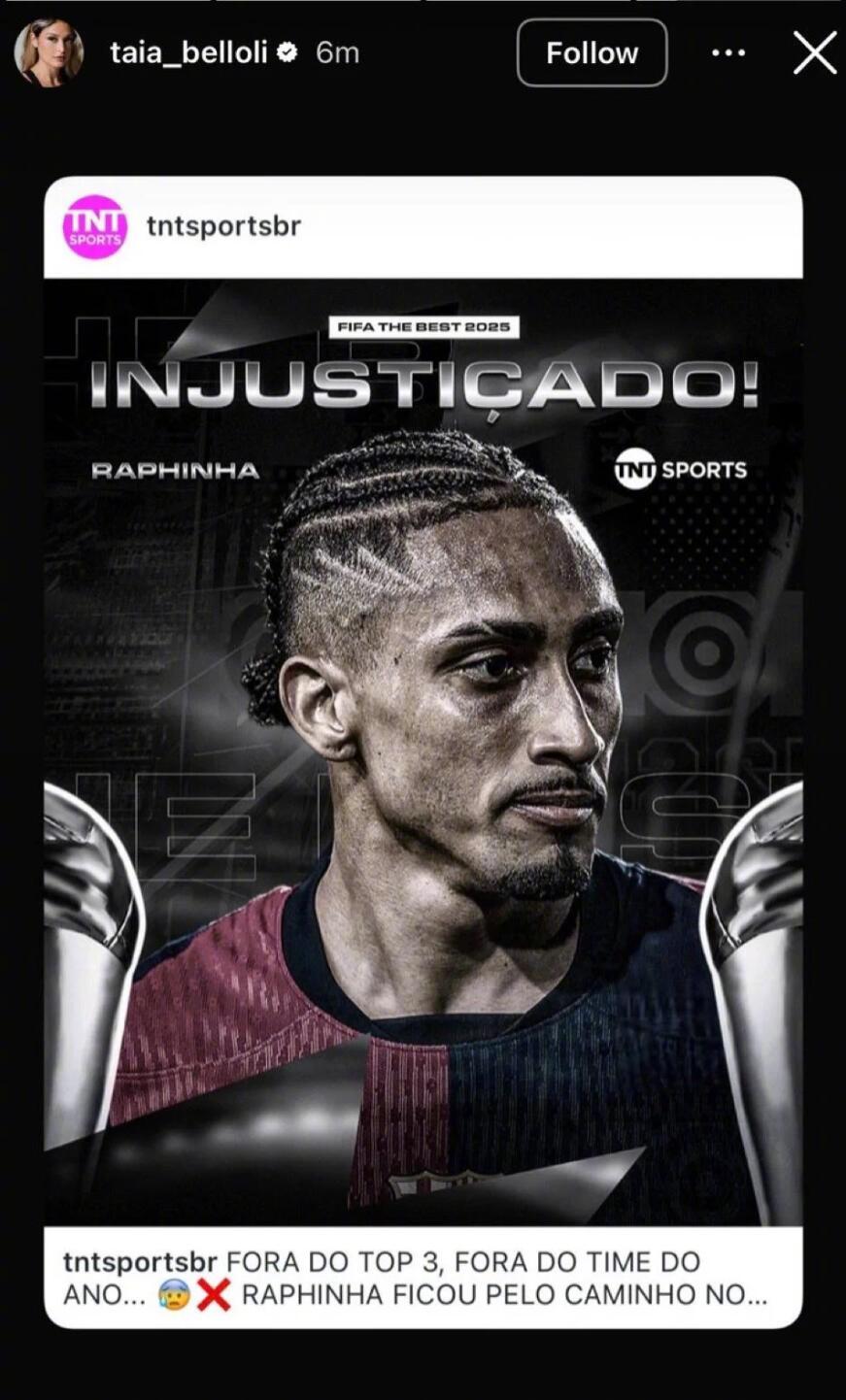 拉菲尼亚妻子三连炮轰FIFA最佳阵容不公，球员本人沉默引发热议