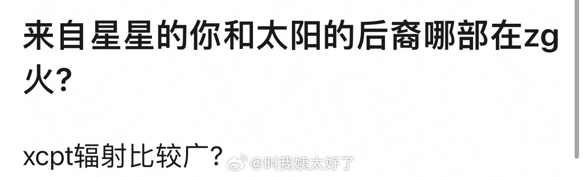 《来自星星的你》《太阳的后裔》大陆热度对比