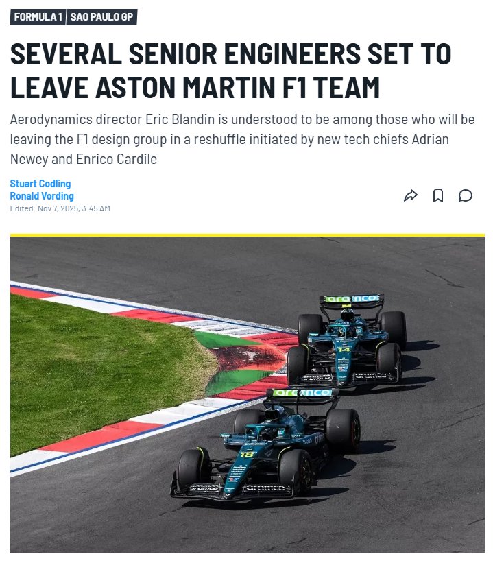 阿斯顿·马丁车队重组工程部门，七名高层离职或调任