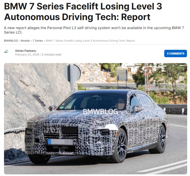 宝马7系降价27万并取消L3辅助驾驶系统