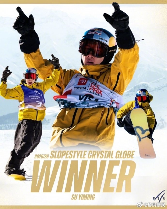 苏翊鸣斩获坡面障碍技巧赛季总冠军，包揽两项目水晶杯