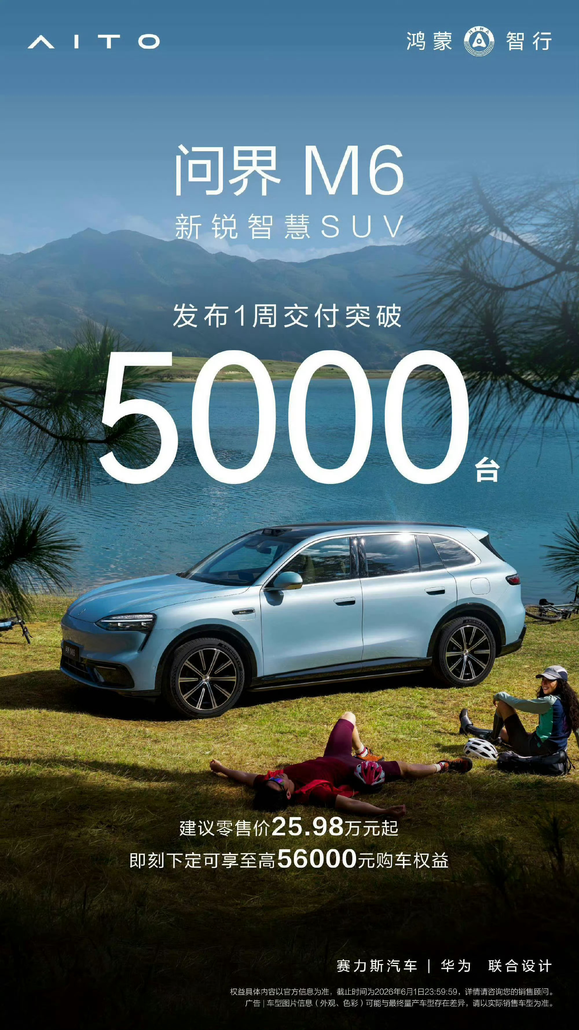问界M6首周交付5000台