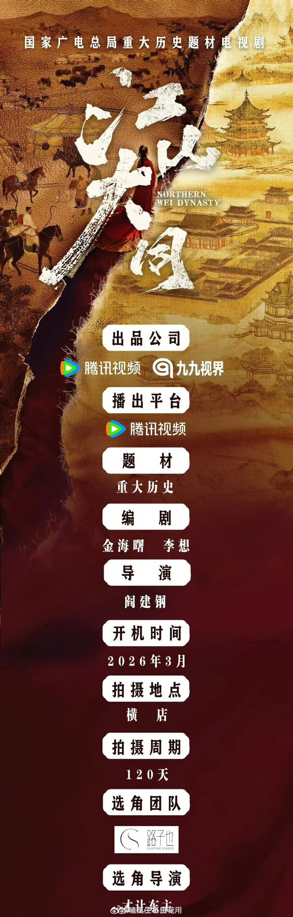 杨幂刘学义新剧《江山大同》2026年3月开机