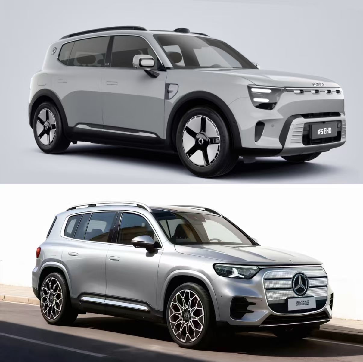 奔驰GLB与精灵5号EHD超级电混同框亮相，豪华感倍增