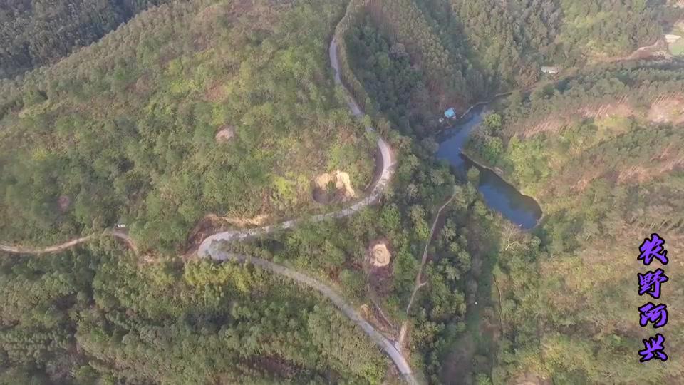 广西玉林陆川沙湖嶂,山脚到顶峰的山路,大年初三无人机高清航拍