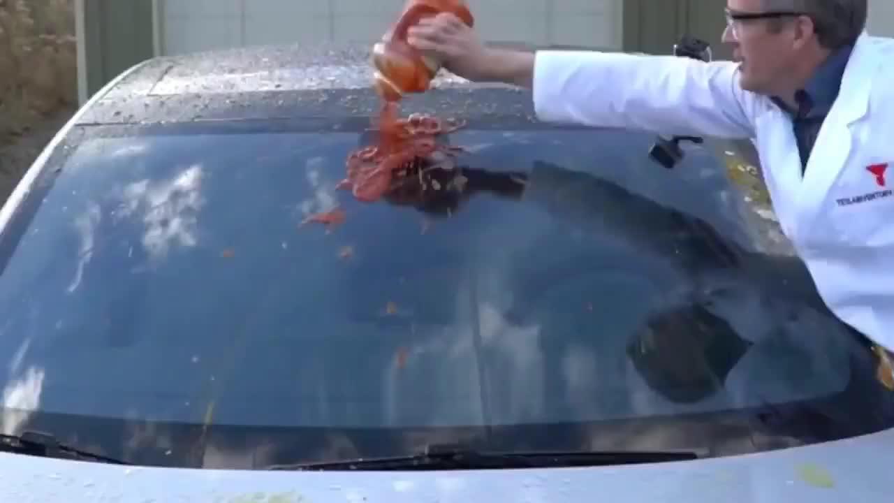 特斯拉的自动雨刷有多神奇？拿些食物做个测试你就知道了