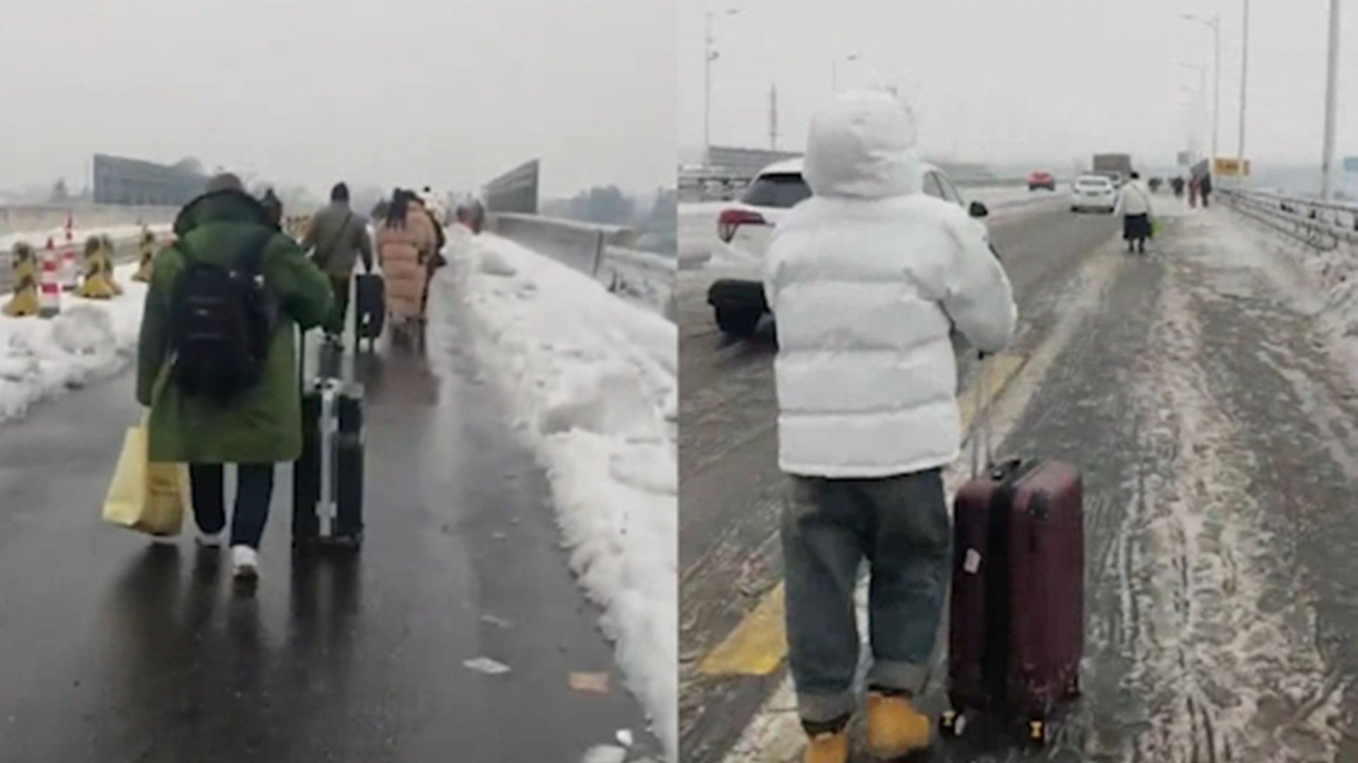 湖北老乡高速下车徒步回家