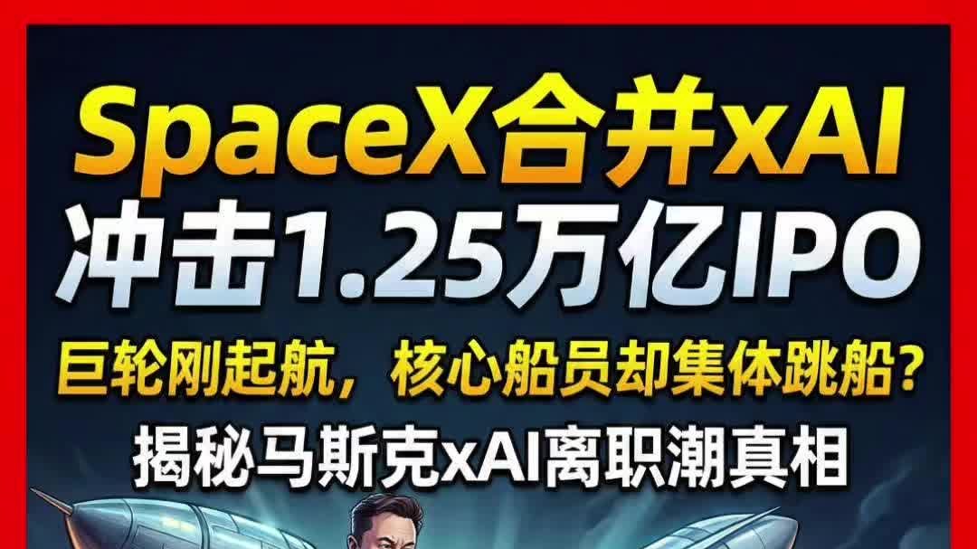 SpaceX合井xAl 冲击1.25万亿IP0
揭秘马斯克xAI离职潮真相