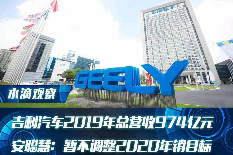 吉利汽车2019年总营收974亿元，安聪慧：暂不调整2020年销目标