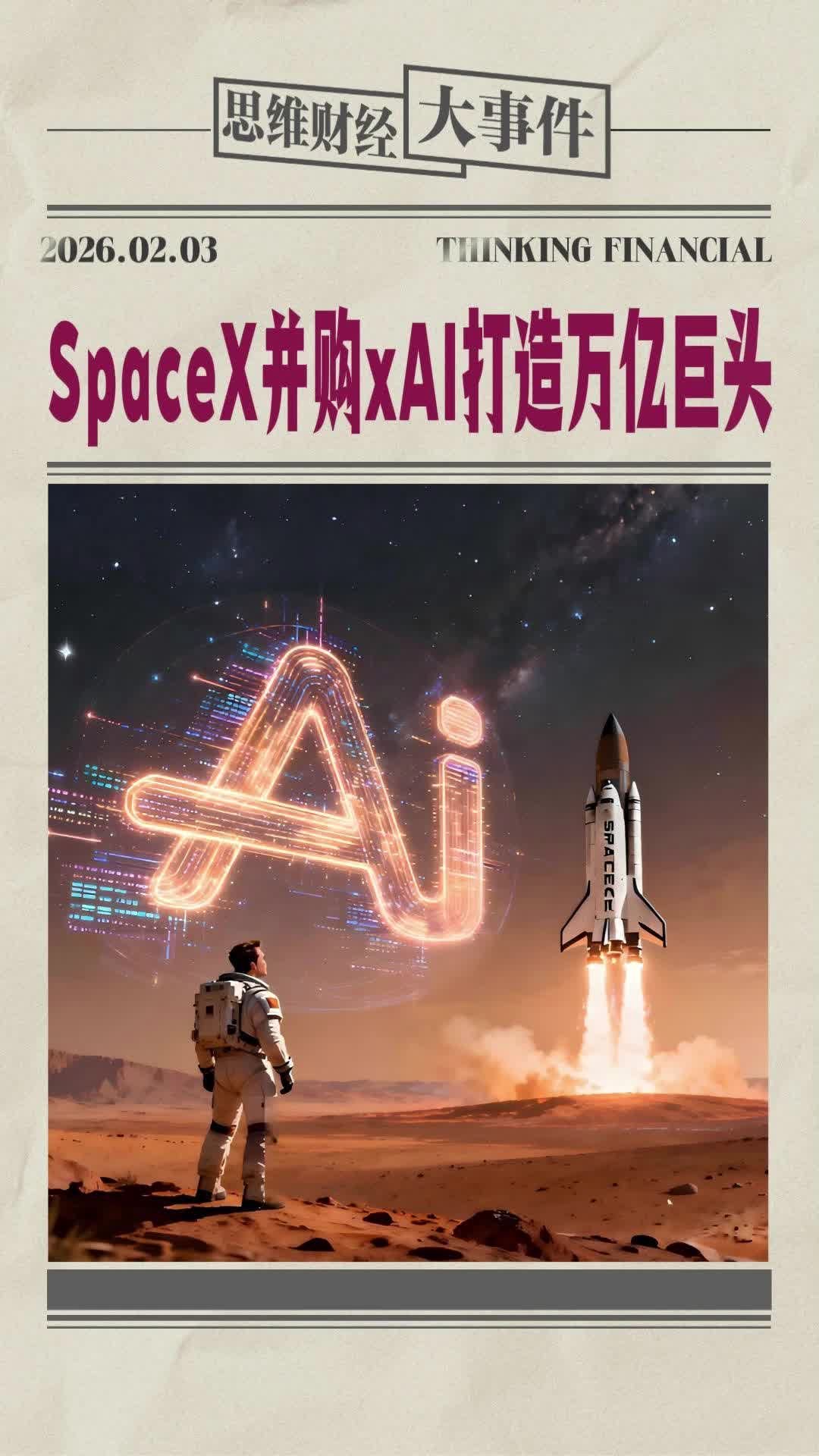 SpaceX并购xAI打造万亿巨头 | 财经大事件 #马斯克 #xAI #交易
