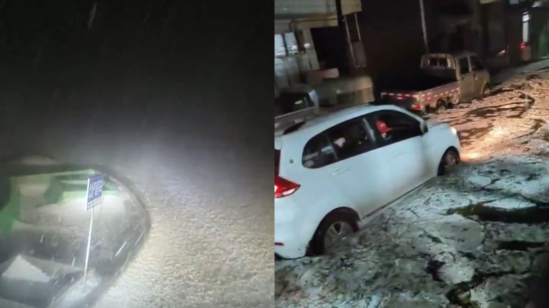甘肃多地冰雹厚如积雪