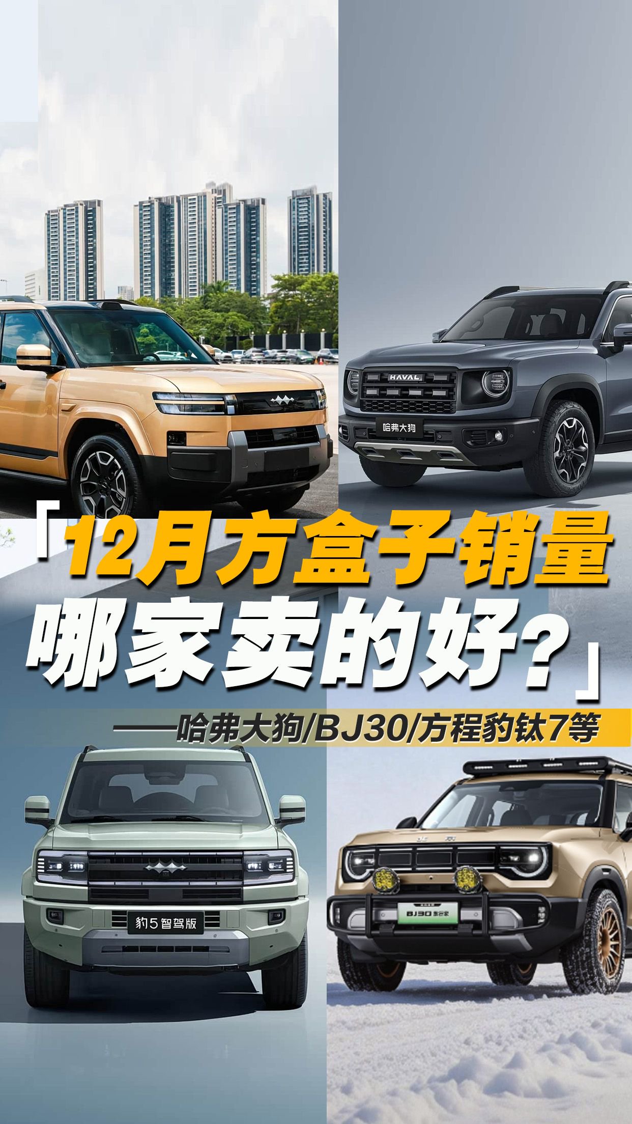 12月方盒子销量大洗牌！钛7破3.4万断层夺冠，坦克300跌出前十